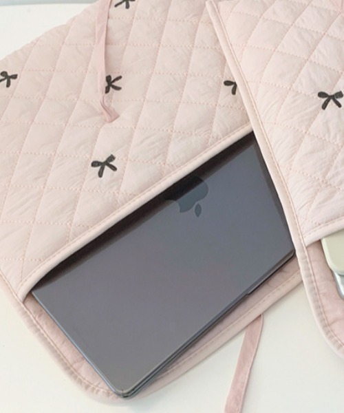 タブレットケース 「3色展開」キルティング リボン PC / iPad ケース
