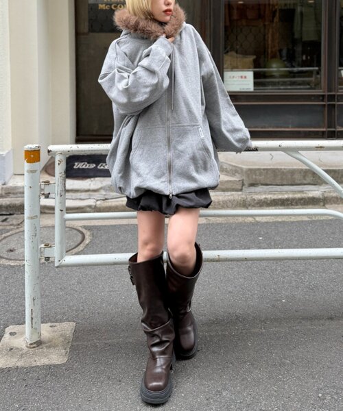 w closet（ダブルクローゼット） パーカー ファーフードZIPパーカー