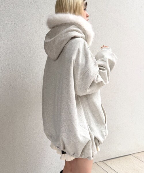 w closet（ダブルクローゼット） パーカー ファーフードZIPパーカー