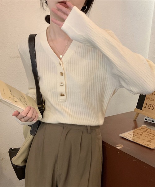 「MAISON DE THERESE」 長袖ニット M アイボリー レディース_画像5