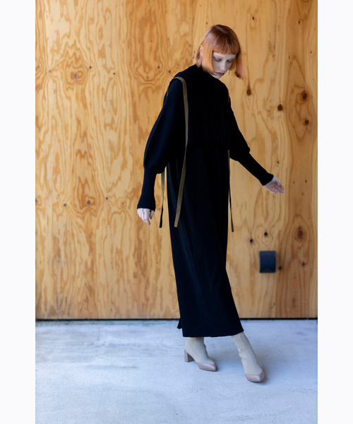 「OSMOSIS」 ニットワンピース ONE SIZE ブラック レディース_画像3