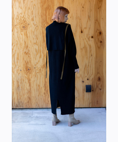 「OSMOSIS」 ニットワンピース ONE SIZE ブラック レディース_画像4