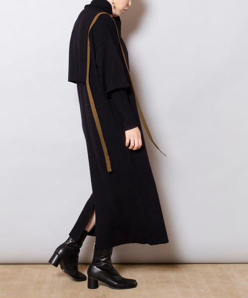 「OSMOSIS」 ニットワンピース ONE SIZE ブラック レディース_画像9