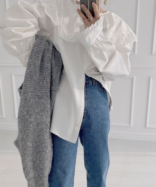 「Dita」 「.KOM」長袖ブラウス FREE ホワイト レディース_画像4