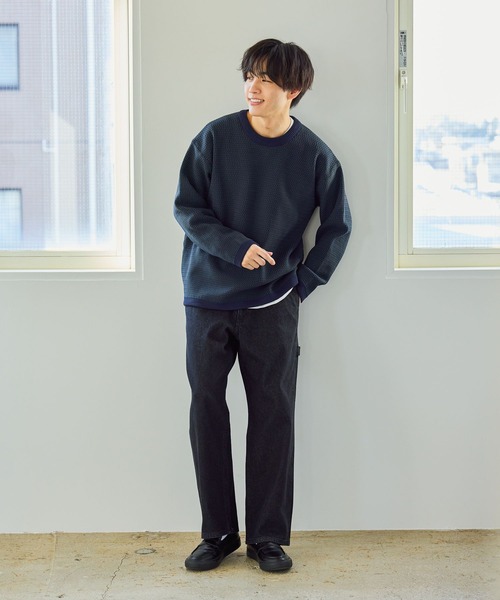 新品タグ付き❣️グッド グリーフCREWNECKNO SLEEVETOP ネイビー NGW9951 (Tシャツ) CREW NECK L/SL WITH CUFF & HEM RIB│