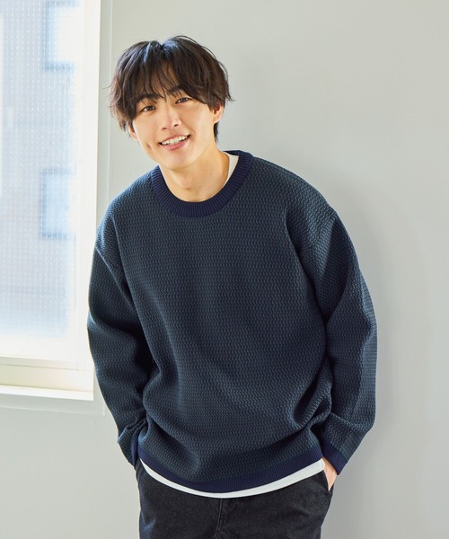 新品タグ付き❣️グッド グリーフCREWNECKNO SLEEVETOP ネイビー GLOBAL WORK（グローバルワーク） セーター ニット トクトク2SETカノコ