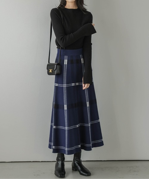 「La-gemme」 ニットスカート フリー ネイビー レディース_画像7