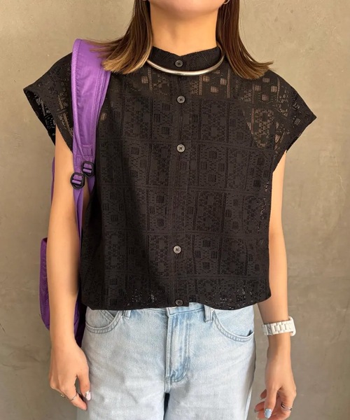 ブラウス シャツ レースフレンチスリーブシャツ レディース : ZOZOTOWN