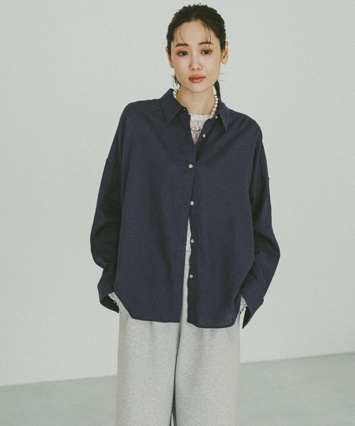 「GLOBAL WORK」 長袖シャツ - ブルー レディース_画像9