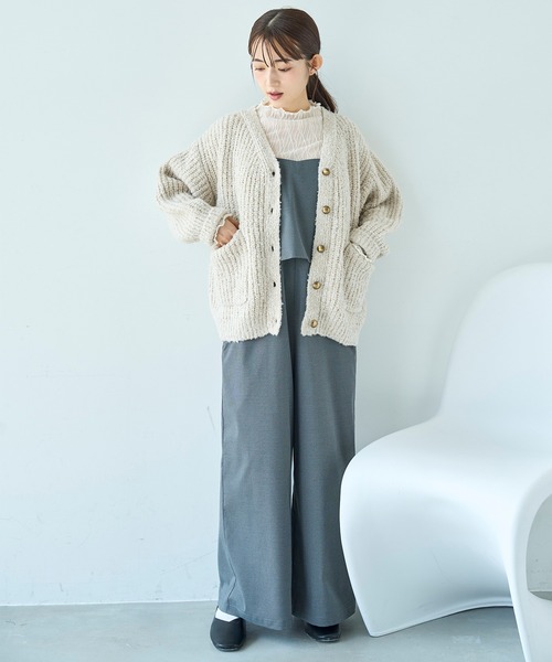 「mil」 ニットカーディガン ONE SIZE チャコールグレー レディース_画像3