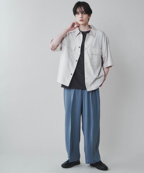 「LUCY」 7分袖シャツ MEDIUM ブルー メンズ_画像3