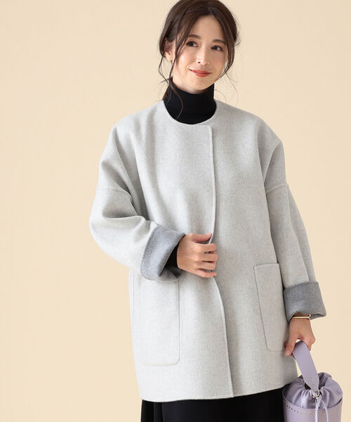 スタッフレ アウター ZOZOTOWN PayPayモール店 - 通販 - PayPayモール Demi-Luxe BEAMS / ベルト付き リバーコート グレー