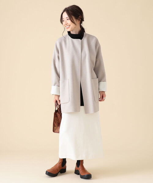 スタッフレ アウター ZOZOTOWN PayPayモール店 - 通販 - PayPayモール Demi-Luxe BEAMS / ベルト付き リバーコート グレー