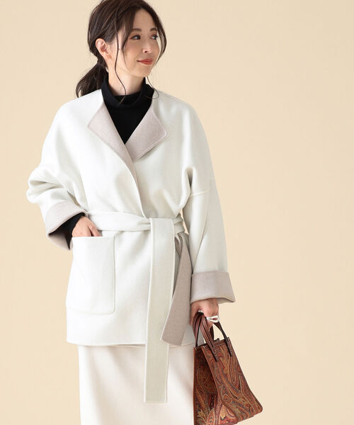 スタッフレ アウター ZOZOTOWN PayPayモール店 - 通販 - PayPayモール Demi-Luxe BEAMS / ベルト付き リバーコート グレー