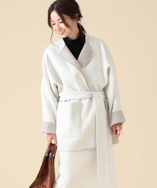 スタッフレ アウター ZOZOTOWN PayPayモール店 - 通販 - PayPayモール Demi-Luxe BEAMS / ベルト付き リバーコート グレー