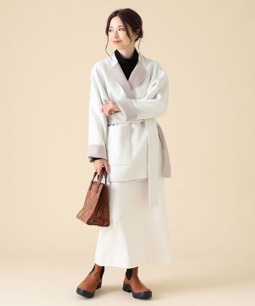 スタッフレ アウター ZOZOTOWN PayPayモール店 - 通販 - PayPayモール Demi-Luxe BEAMS / ベルト付き リバーコート グレー