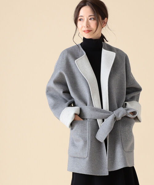スタッフレ アウター ZOZOTOWN PayPayモール店 - 通販 - PayPayモール Demi-Luxe BEAMS / ベルト付き リバーコート グレー