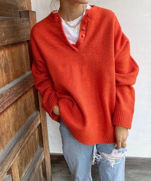 HEILIS ニット セーター 「hideka select」ヘンリーネック