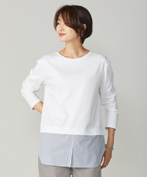 tシャツ 「接触冷感・UVケア」レイヤードジャージー カットソー レディース tシャツ Tシャツ 「接触冷感・UVケア」レイヤードジャージー