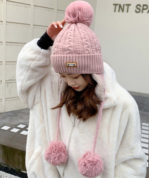 【暖かくてかわいい♥2色】シャネル 耳当て付きニット帽 楽天市場】【送料無料】帽子 ニット帽 ネコ耳 猫耳 レディース