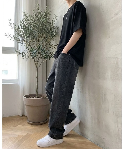 Edition ルーズストレートデニム エディション ブラックデニム ジーンズ ジーンズ ヴィンテージメンズルーズストレートデニム メンズ