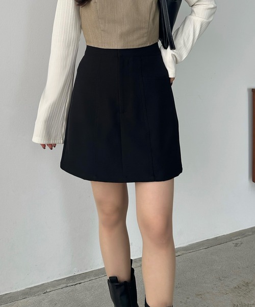 イタリア製ベッチンスカート黒 callautia スカート ステッチミニスカート（ペチパンツ付き