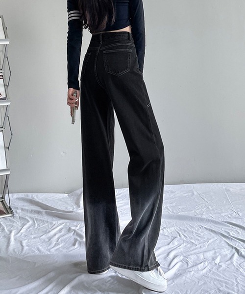 GLAMOROUS JANE ジーンズ デニム デニムパンツ 配色ステッチ裾