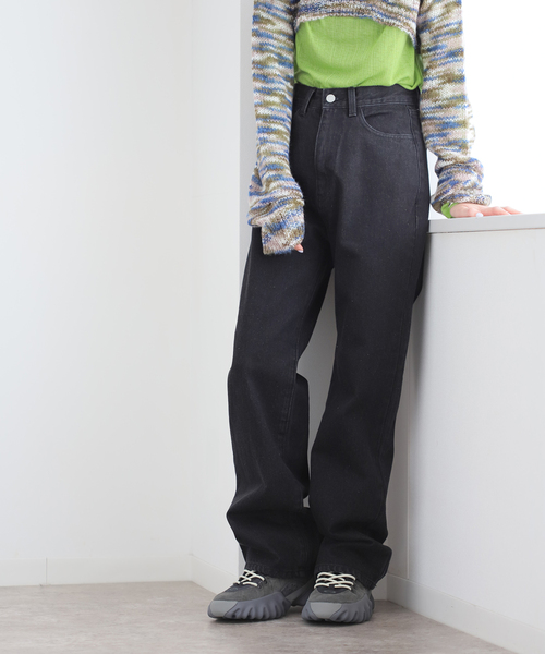 ワイド ストレートデニム S〜2XL ウォッシュド 予約販売】ワイドストレートデニムパンツ SからXL | KISHIKA