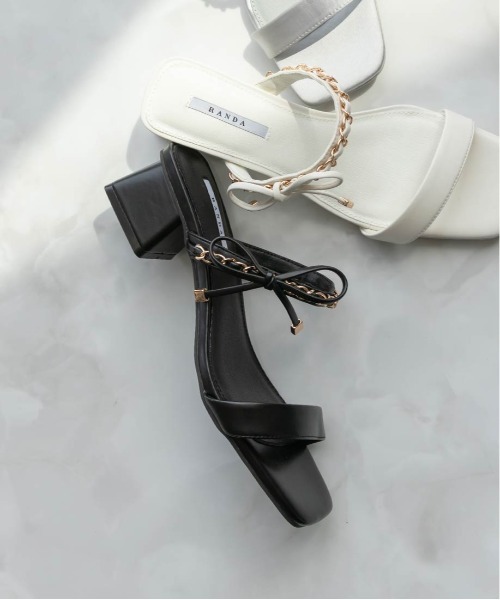 RANDA サンダル RANDA（ランダ） サンダル チェーン×リボン ミュールサンダル