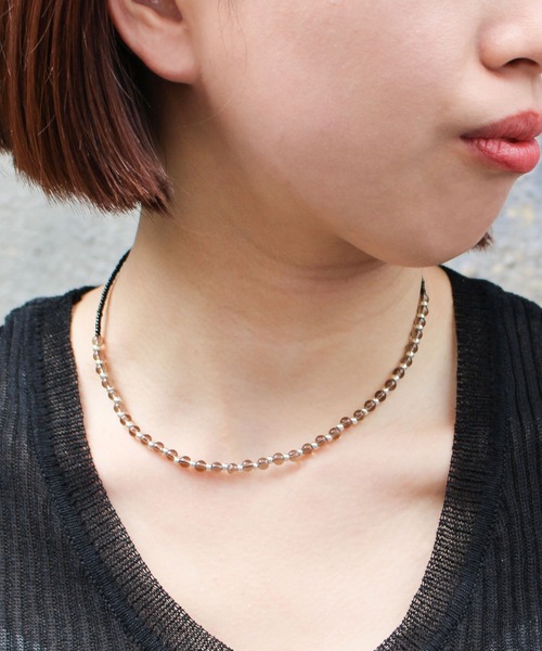 K18 クリスタル ビーズ ネックレス sfy ネックレス マットクリスタルビーズネックレス/crystal quartz
