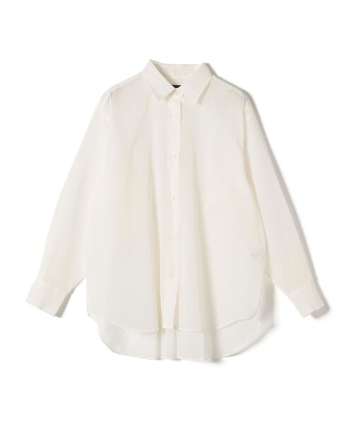 ブラウス シャツ SHIPS Primary Navy Label:「手洗い可能」コットン オーガンジー レギュラー シャツ レディース