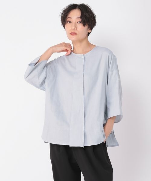 ブラウス シャツ 「ウタオ」ダブルガーゼ切り替えブラウス レディース