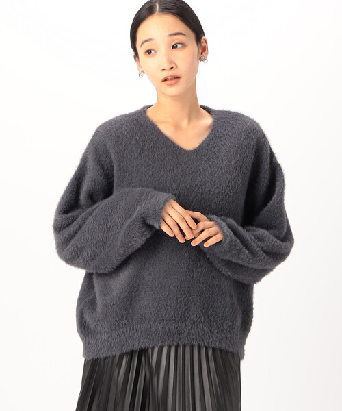 ArguE CulturE シャギーセーターVネックニットふわふわ金属ロゴ COMME CA ISM ニット セーター 「ウォッシャブル」シャギー V
