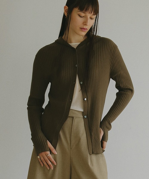 MANOF（マノフ） ニット セーター HOODIE RIB KNIT TOPS レディース