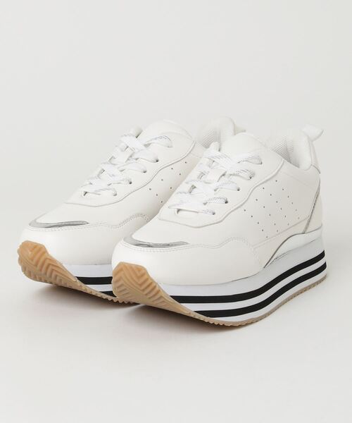 lus. スニーカー ダブルライン厚底スニーカー レディース