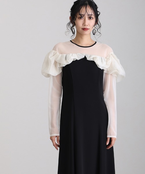 atlo 袖あり&ミモレ丈同窓会3点セットセレモニー結婚式フォーマルオケージョン atlo ドレス 袖あり＆ミモレ丈同窓会3点セットセレモニー結婚式