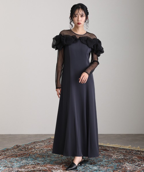 atlo オケージョンドレス　袖あり&ミモレ丈同窓会3点セットセレモニー結婚式 atlo（アトロ） ドレス 袖あり＆ミモレ丈同窓会3点セットセレモニー