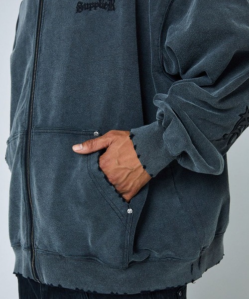 パーカー フーディ｜Studs Cross Patch Zip Hoodie｜SUPPLIER メンズ レディース