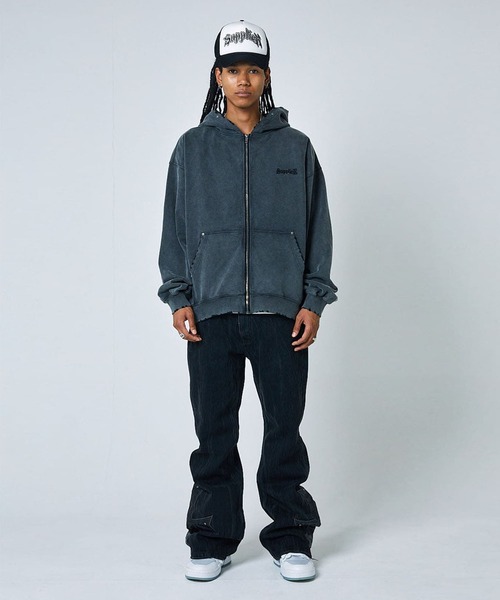 パーカー フーディ｜Studs Cross Patch Zip Hoodie｜SUPPLIER メンズ レディース