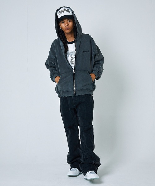 パーカー フーディ｜Studs Cross Patch Zip Hoodie｜SUPPLIER メンズ レディース