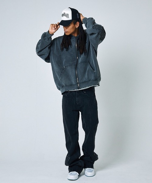 パーカー フーディ｜Studs Cross Patch Zip Hoodie｜SUPPLIER メンズ レディース