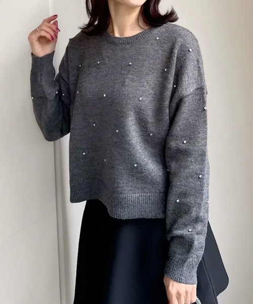 最終値下げ★Ameri vintage パールビジューニット ニット セーター パールorビジューニットトップス レディース