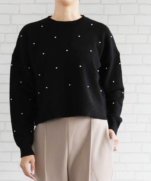 ニット セーター パールorビジューニットトップス レディース