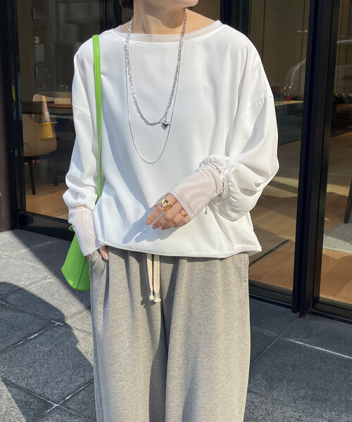 トップス　ホワイト 楽天市場】【SALE／50%OFF】(W)袖絞りトップス GAP ギャップ