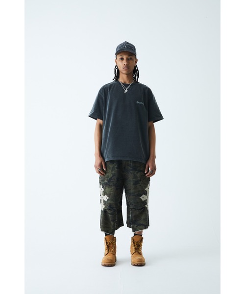 tシャツ CHEMICAL WASH EMBOSSED LOGO TEE レディース メンズ Vintage Like Chemical Wash Color Stitch Tee - ヴィンテージ