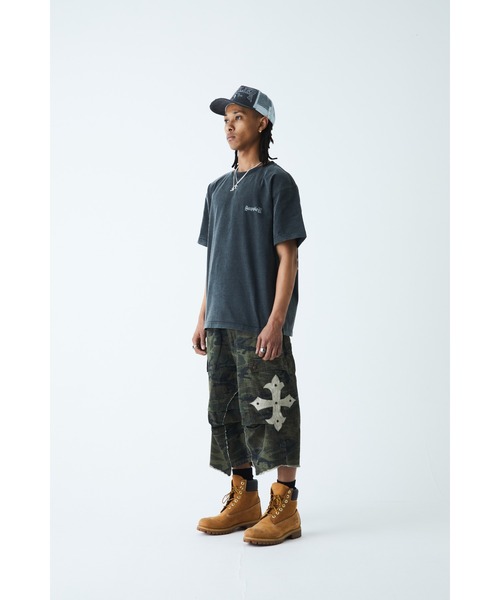 tシャツ CHEMICAL WASH EMBOSSED LOGO TEE レディース メンズ Vintage Like Chemical Wash Color Stitch Tee - ヴィンテージ