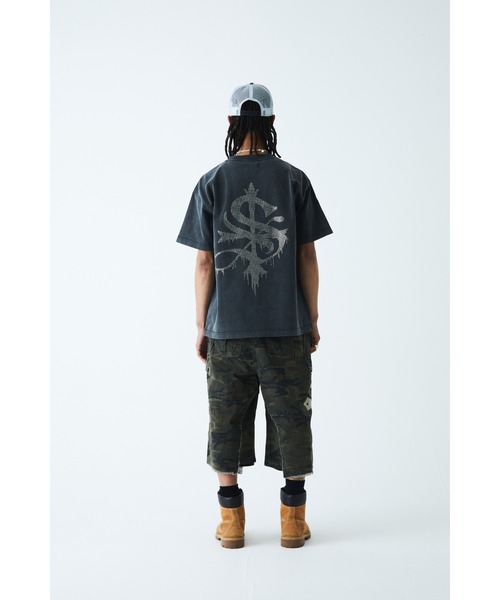 SUPPLIER tシャツ Tシャツ｜Vintage Wash Melt Cross Rhinestone