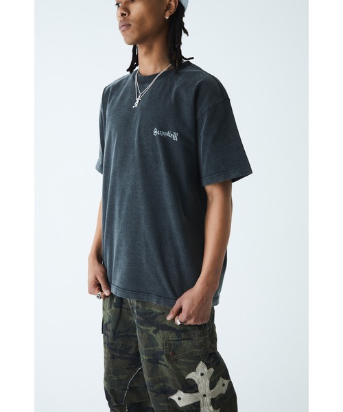 SUPPLIER tシャツ Tシャツ｜Vintage Wash Melt Cross Rhinestone