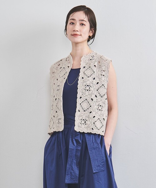 UNITED ARROWS ベスト ジレ クロッシー エンブロイダリー ニット