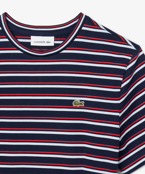 スポーティー バイカラ―フレア マキシワンピース ボーダー ２色 LACOSTE ワンピース バイカラーボーダーTシャツドレス / フレア